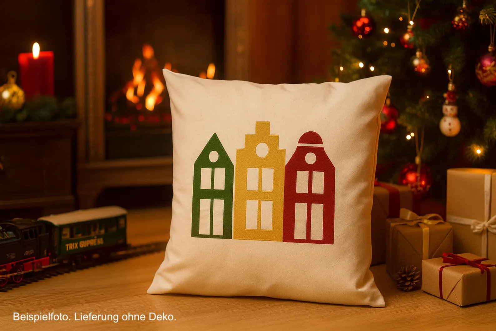 Nordische Häuser Kissenbezug weihnachtlich